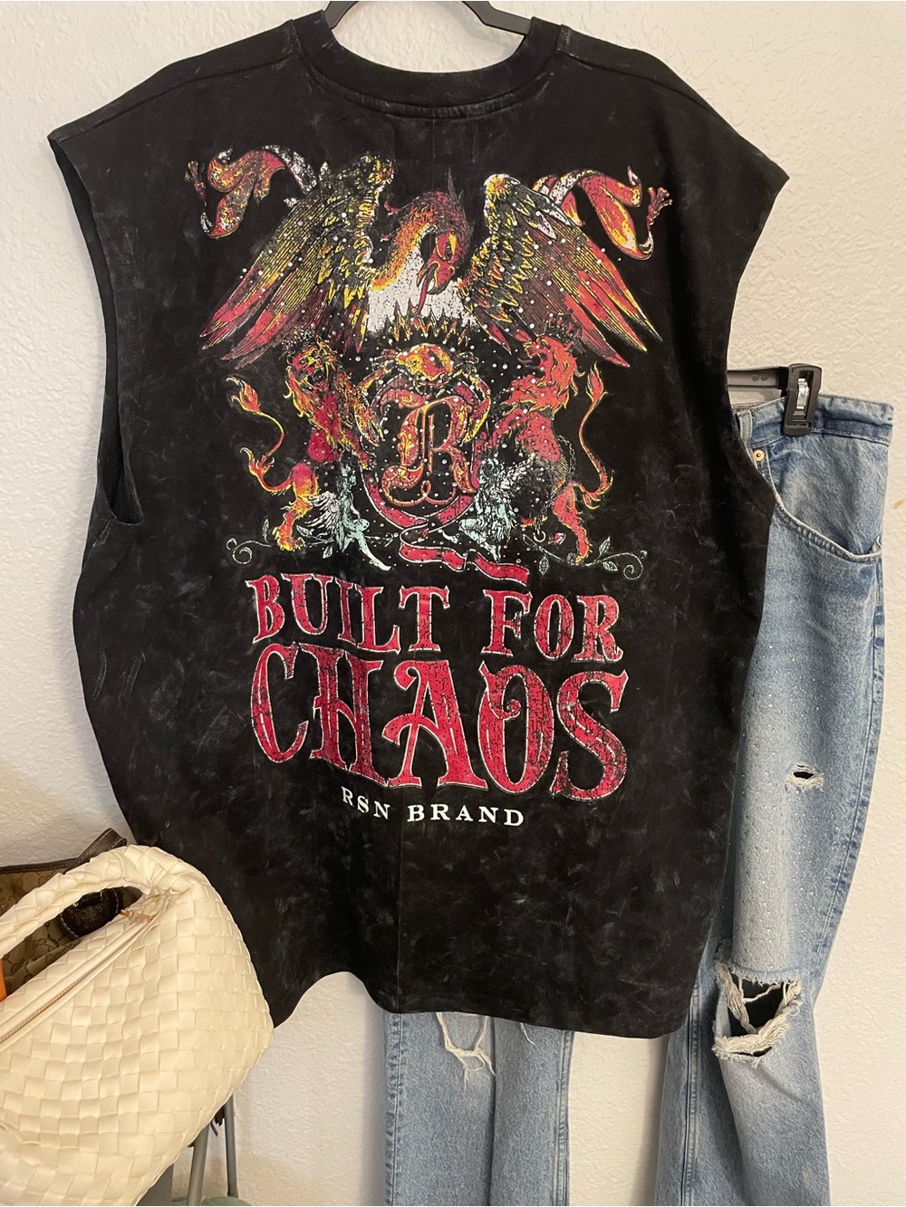 "Built for Chaos" Black Graphic Muscle Tank
